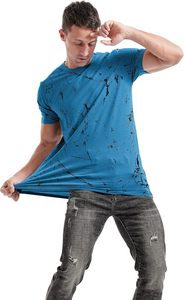 T-shirt en polyester personnalisé à impression intégrale pour homme, séchage rapide, motif marbré, streetwear, gym, fitness, vêtements décontractés - Product Image 4