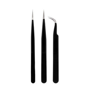 DANTRIC IMPLANTS Ensemble de pinces à cils professionnelles en acier inoxydable antistatique à pointe lisse EA-921 avec étui en cuir pour le nail art - Product Image 5