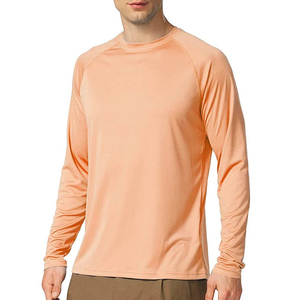 T-shirt à manches longues raglan vert fluo pour homme, séchage rapide, col rond uni, pull de pêche - Product Image 4