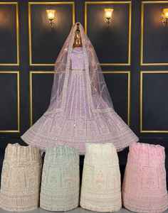 Lehenga choli de mariée certifié avec des détails lourds, une grande ampleur et un look léger pour les fêtes et les événements - Product Image 2