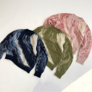 Pull en maille jacquard à col rond et manches longues pour homme, de haute qualité, personnalisé, en mohair, OEM ODM, tricot haut de gamme - Product Image 5