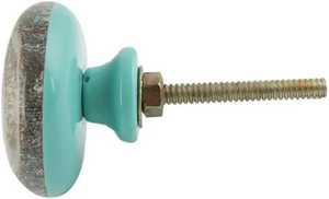 Bouton de meuble en résine écologique fait main, rond, turquoise émaillé avec motif ange pour la décoration intérieure - Product Image 3