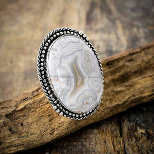 Anillo de Plata de Ley 925, anillo de forma ovalada, anillo de declaración, joyería de ágata, anillo de ágata ovalada - Product Image 3