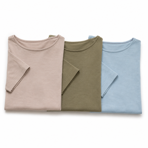 Women's Slub Cotton T <b>Shirt</b> Boat Neck Short Sleeve Slim Fit Tee Solid Casual Daily Wear - Product Image 6