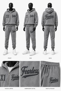 High Quality Men's Winter Casual Flock Print Fleece Quarter Half <b>Zip</b> <b>Hooded</b> Collar Sweatshirts Set TracksuitsCo Ord Drop - Product Image 1