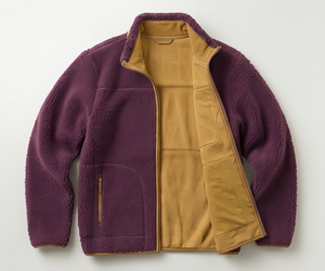 Chaqueta de Forro Polar Morado para Hombre, Cierre de Cremallera, Cuello Alto, Ropa Casual de Invierno, Corte Regular, Forro de Sherpa, Resistente al Viento, Abrigo Grueso y Cálido - Product Image 3