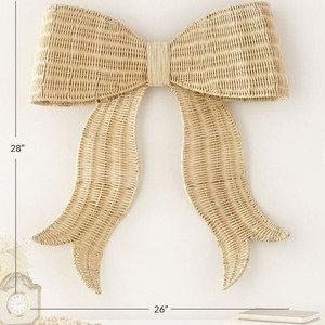 Decoración de Pared de Ratán Estilo Bohemio con Forma de Lazo, Elegante Decoración de Pared para el Hogar, Decoración para Cuarto de Bebé, Precio Directo de Fábrica - Product Image 1