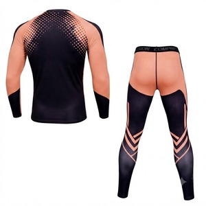 Men's Eco-Friendly <b>Compression</b> Tracksuit Four-Way Stretch Sweat-Wicking Breathable Fabric Elastic Waist <b>Long</b> <b>Sleeve</b> <b>Shirt</b> Pants - Product Image 2