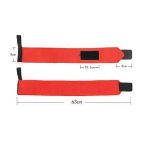 Sangles de levage en nylon rouge 63 cm avec fermeture Velcro réglable, équipement de musculation unisexe - Product Image 1