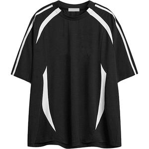 Camiseta Oversize de Malla 100% Algodón para Hombre, Cuello en V, Estampado de Fútbol, Estilo Urbano Hip Hop, Estampado de Estrella, Número Personalizado, Tallas Grandes, Venta al por Mayor - Product Image 3