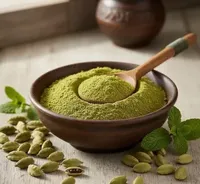 Poudre de cardamome verte naturelle en vrac OEM, saveur intense et arôme riche, qualité alimentaire, épice aromatique finement moulue pour l'exportation en gros