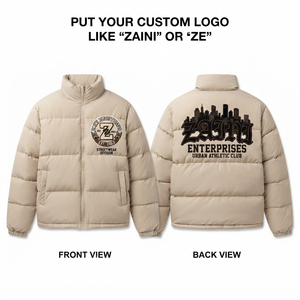 Premium 300 GSM Polyester Puffer Jacket for Warm <b>Winter</b> <b>Coat</b> <b>Hooded</b> Waterproof Unisex High Neck Rib Cuffs - Product Image 1