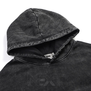 Sudadera con capucha de talla grande para hombre, Sudadera con capucha pesada Vintage 100% de algodón, Sudadera con capucha lavada, jersey negro de manga larga, ropa de calle - Product Image 5