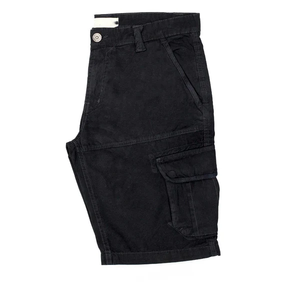 Men's <b>Black</b> Cargo Shorts Mid Waist Solid Color Canvas Casual Style Button Fly Breathable Pocket Design Bermuda Length - Product Image 3