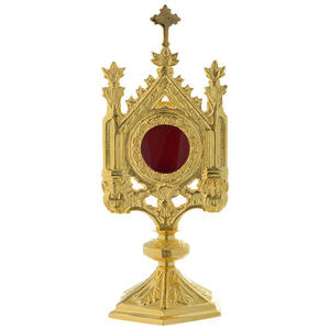 Excellente monstrance en laiton doré, reliquaire, croix décorative, pièce décorative de conception traditionnelle, forme géométrique, finition de qualité pour l'intérieur - Product Image 3