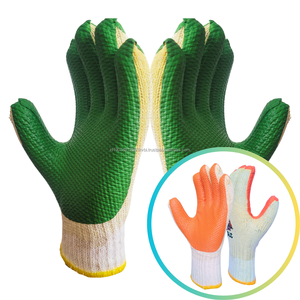 Cómodos y duraderos guantes de Palma de goma verde naranja calibre 7 antiestáticos antiimpacto para jardinería, agricultura, tareas agrícolas - Product Image 3