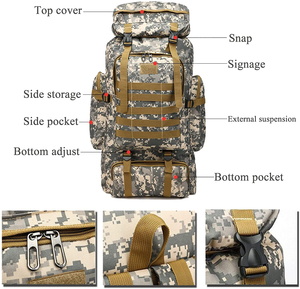 Sac à dos tactique personnalisé en toile imperméable pour homme, idéal pour la randonnée et les activités de plein air, avec ceinture camouflage – Fournisseur OEM - Product Image 6