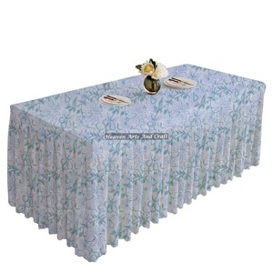 Elegant Stylish Eco-friendly 100% Cotton Hand Block Printed Pleated Table Cloth Floral Home Decor Living Room Wedding Woven - Product Image 2