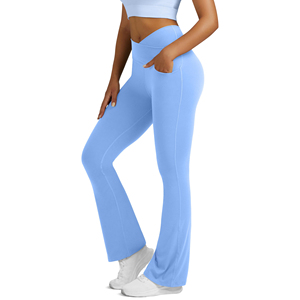 Women Flare <b>Leggings</b> Mid Waisted Crossover Yoga Pants Bootcut Gym Tights Workout Trousers Athletic <b>Flared</b> <b>Legging</b> - Product Image 1