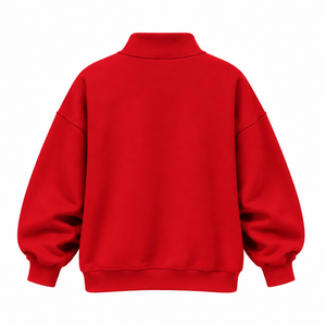 <b>Red</b> Oversized Mock Neck <b>Sweatshirt</b> Unisex Heavyweight Pullover Long Sleeve Relaxed Fit Custom Printed Streetwear Casual Winter - Product Image 2