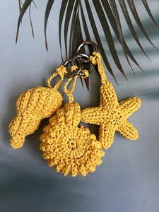 Handmade <b>Anime</b> Style <b>Keychain</b> Durable Lightweight Eco-Friendly Unisex Accessory with Starfish Oyster Shell Patterns - Product Image 3