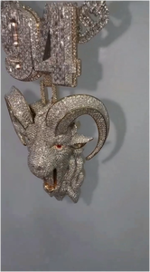 จี้ห้อยคอรูปหัวแพะ 3 มิติ สไตล์ฮิปฮอป ประดับเพชรโมอิสซาไนต์ ชุบทองคำแท้ S925 ผ่านการทดสอบเพชร ได้รับการรับรองจาก CONCEPTION GRA  แบบสั่งทำพิเศษ - Product Image 4