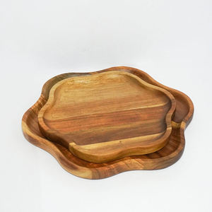 Assiette en bois d'acacia faite à la main, assiette à dîner écologique, assiette de service, vaisselle en bois naturel - Product Image 4
