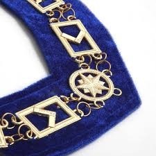 Collar de Cadena Masónico Azul para Oficiales con Detalles en Oro – Joya para Diácono Superior - Regalia Masónica, Collar de Cadena Azul con Cadena Dorada - Product Image 4