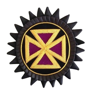 Roseta Morada para Gorra de Caballero Templario Antiguo Gran Maestro, Bordado a Mano con Hilos de Oro, Insignia Ceremonial Masónica - Product Image 2