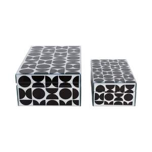 Elegant Black Bone Rectangle Pattern Jewelry Organizer <b>Box</b> Modern Luxury Living Room <b>Vanity</b> Storage Set - Product Image 1