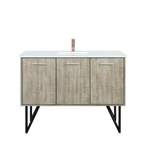 Mobile da Bagno Rustico in Acacia da 48 Pollici L X 20 Pollici Set di Mobili da Bagno da 48 Pollici con Top in Marmo Coltivato e Rubinetto in Oro Rosa - Product Image 1