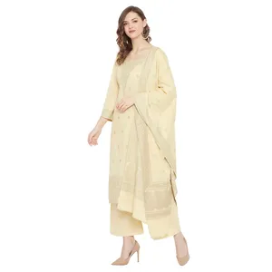 Safaa <b>Slate</b> Grey Chikankari Woven Cotton Unstitched Dress Material – 3 Piece Indian Ethnic Wear Suit Matching Dupatta for Women - Product Image 4