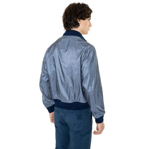 Chaqueta Bomber Impermeable de Lona Gris Sólida para Hombre, Cortavientos Oversize Transpirable con Cremallera, Estilo Urbano, Logotipo Personalizado, Ligera, para Primavera - Product Image 2
