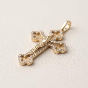 Crucifijo de Diamantes para Hombre, Joyería Religiosa Hip Hop, Borde con Diamantes de Laboratorio, Oro Amarillo de 18k - Product Image 4