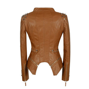 Women's Genuine <b>Leather</b> Winter <b>Jacket</b> Breathable Quick Dry Stand Collar OEM ODM Private Label Worsted Fabric - Product Image 4