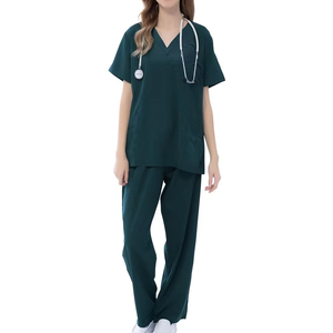 2026 Women Medical <b>Scrubs</b> <b>Set</b> – Knitted Spandex Polyester Nurse Hospital Uniform - Product Image 1