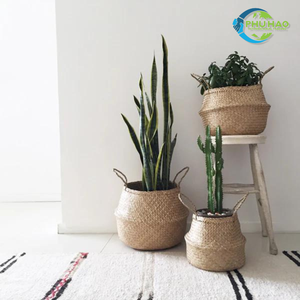 Decorative Handmade SEAGRASS BELLY <b>BASKETS</b> for Plant Pot Cover and Decor, Belly <b>Basket</b> for Laundry Plant and Storage Use - Product Image 3