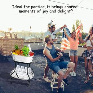 Wholesale Stainless Steel Beverage Tub with <b>Stand</b> with Bottom Tray OEM Bulk <b>Drink</b> Holder Cooler for Wedding Birthday Party - Product Image 4