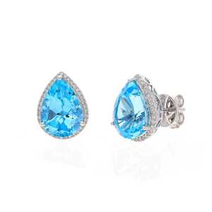 Pendientes de Topacio Azul Suizo con Corte de Pera, Chapados en Oro Blanco, Plata de Ley 925, Joyería de Lujo para Mujer, Regalo Elegante - Product Image 3