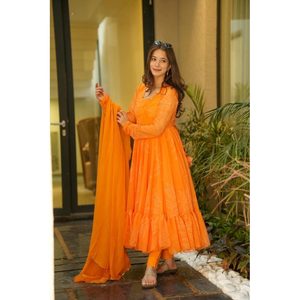 MARIGOLD ORANGE GEORGETTE Conjunto de traje de mujer TD 1035 - Product Image 1