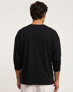 T-shirts à manches longues respirants 220 g/m² pour hommes, surdimensionnés, imprimés sur mesure, col en V, haut de jogging, coupe ample, en coton - Product Image 2