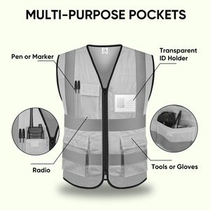 Neon <b>Work</b> Vest Reflective Safety Vests for Men Women High Visibility Vest with Pockets Mesh Fabric <b>Construction</b> Safety Apparel - Product Image 2