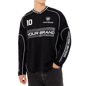 Custom Long Sleeve Football Jersey Oversized Streetwear Heavyweight Mesh Sports Jersey Men Breathable Polyester OEM Manufacturer - Product Image 6