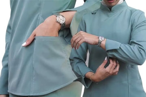 Ensemble de blouses médicales unisexes personnalisées GRACE SIGN avec détection d'aiguilles, tissage sans couture, extensible, coupe ajustée, pantalon jogger, uniforme d'hôpital - Product Image 6