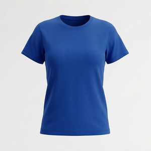 Women's Solid Blue Crew Neck Short Sleeve <b>T</b>-<b>Shirt</b> Regular Fit 100% Cotton Jersey Breathable Casual All Seasons Wear - Product Image 1