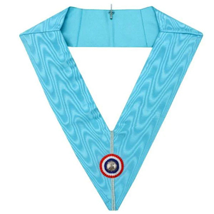 Collar Masónico para Oficiales Grandes, Color Rosa y Azul con Hilos Dorados, Collar de Oficial Bordado a Medida de Alta Calidad - Product Image 1