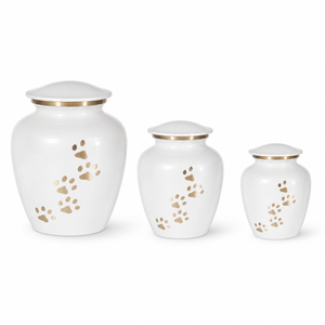 Urna de Cremación para Mascotas de Metal con Diseño de Huella de Pata, Estilo Americano Moderno, Acabado en Estaño Pulido, Ecológica, Hecha a Mano, para Cenizas de Perros y Gatos - Product Image 3