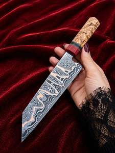 Cuchillo de Chef de Cobre Damasco Hecho a Mano, Cuchillo de Cocina Profesional Afilado, Cuchillo de Cocina Hecho a Mano para Cortar Carne y Verduras - Product Image 4