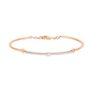 Rose Gold Lab Grown Diamond Minimal Line Tennis Bangle Bracelet - Product Image 1