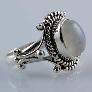 Rainbow Moonstone <b>Ring</b> 925 Sterling <b>Silver</b> Handmade <b>Statement</b> Promise <b>Ring</b> for Women Boho Oval June Birthstone Jewelry - Product Image 1